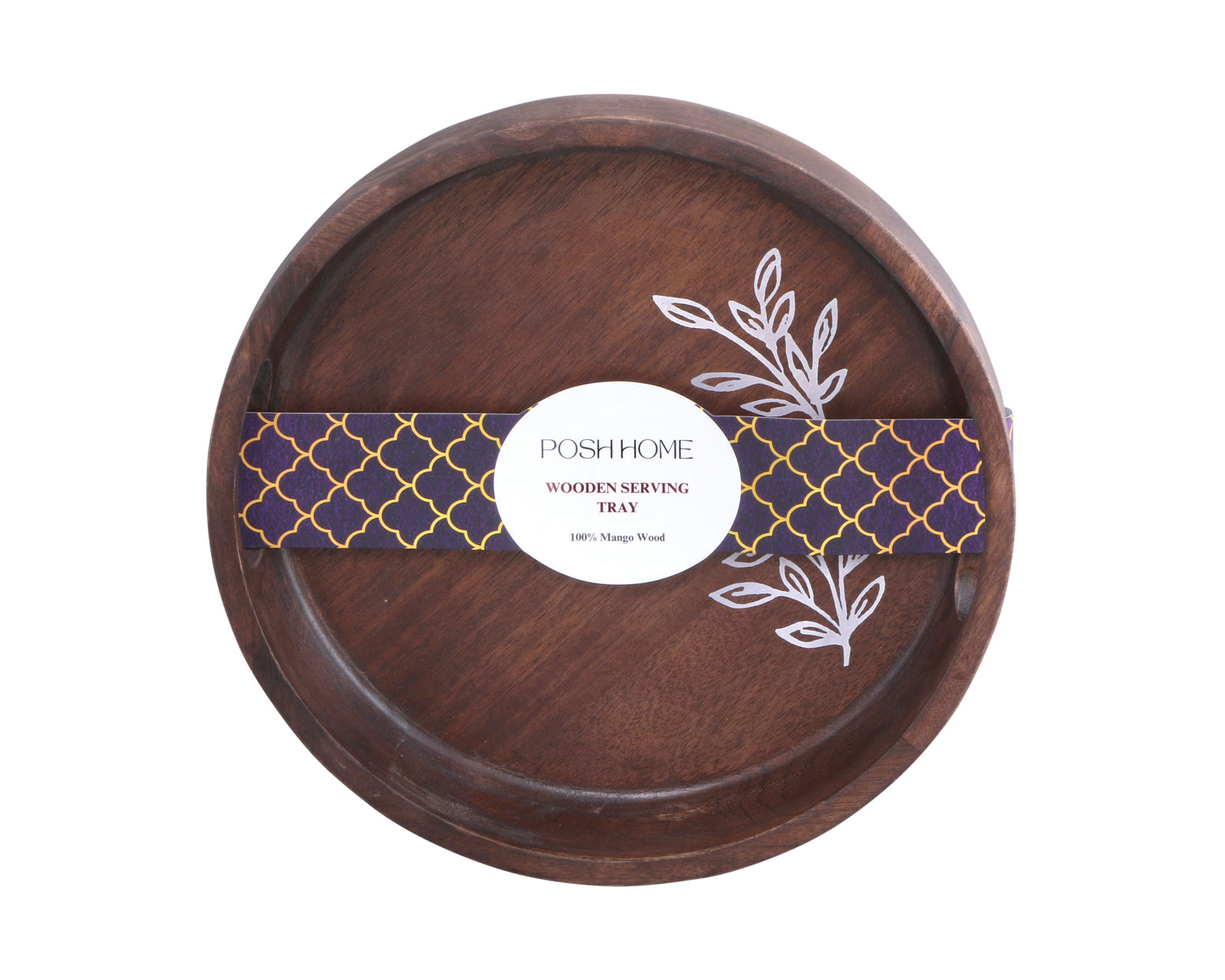 LUXE Round Wooden tray (With 4 FREE Coasters)