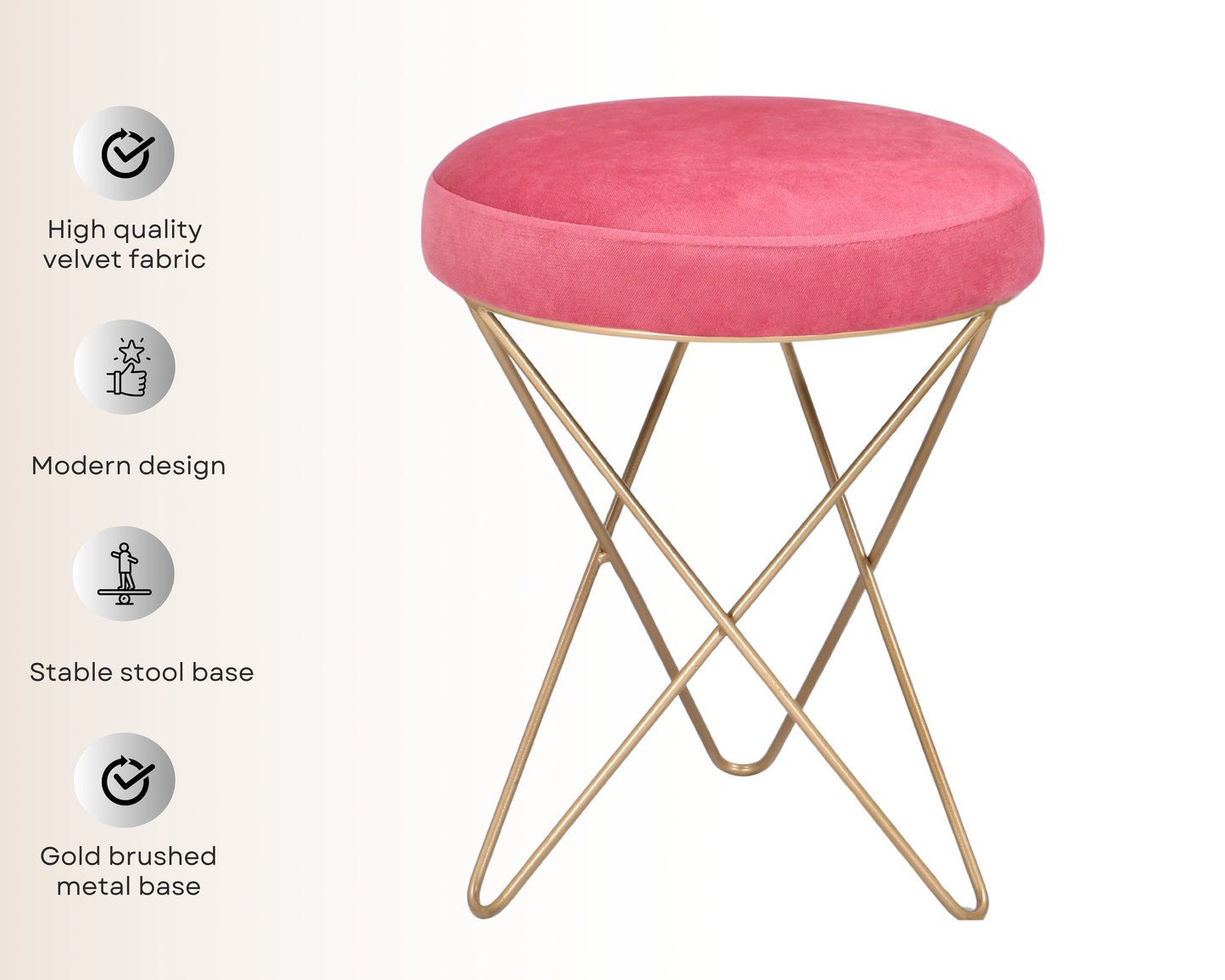POOKIE Metal Ottoman Stool