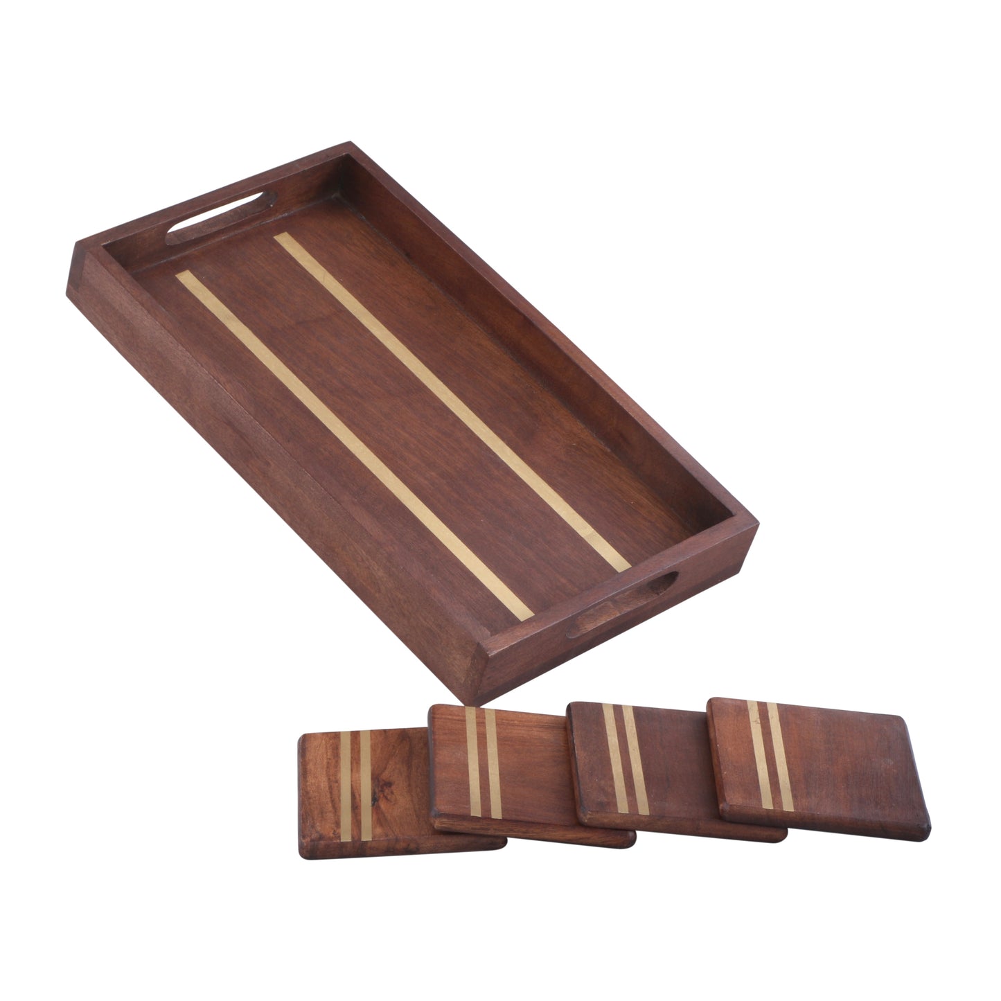 Luxe Rectangular Wooden Tray (With 4 FREE Wooden Coasters)