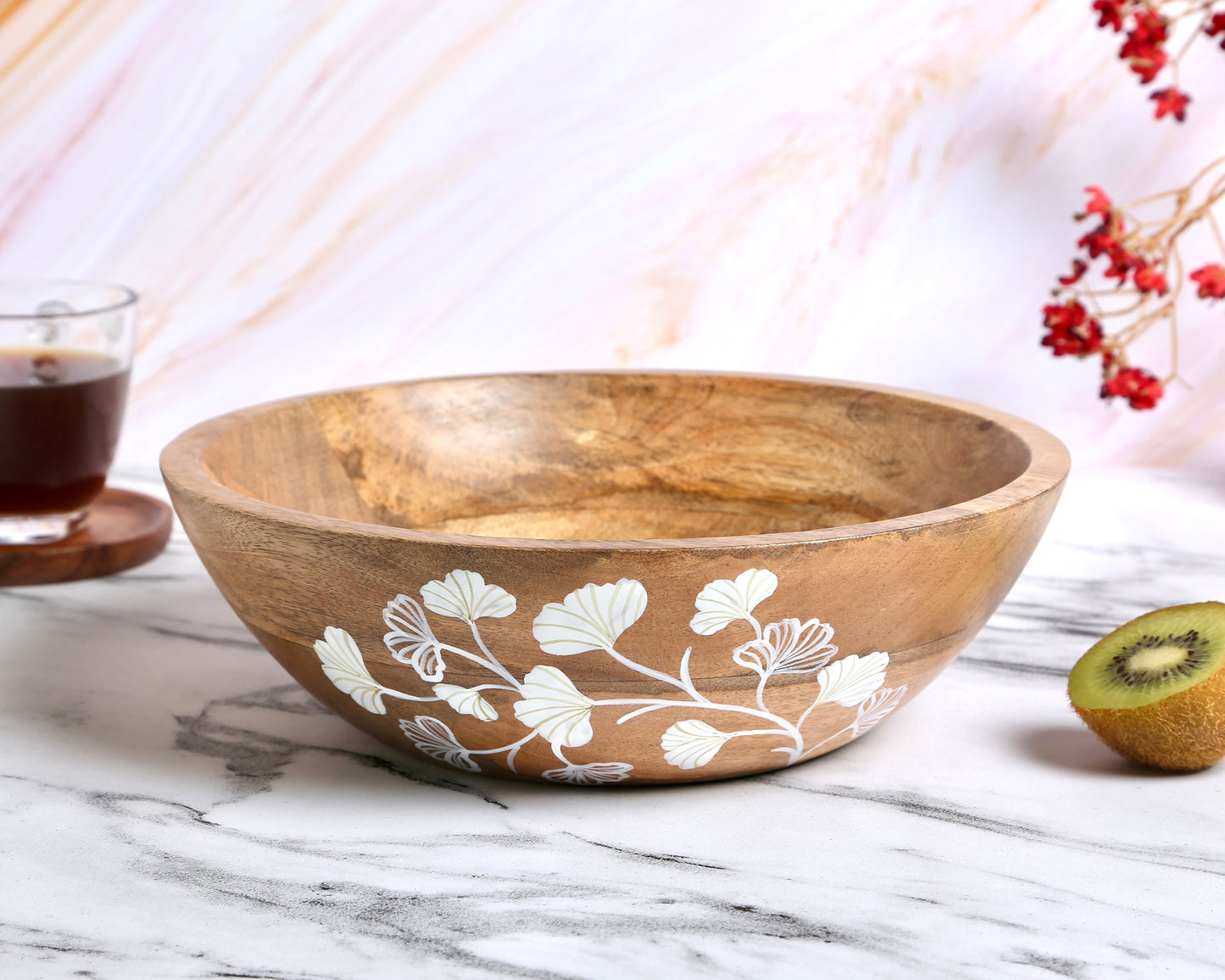 Lily wooden Fruit bowl