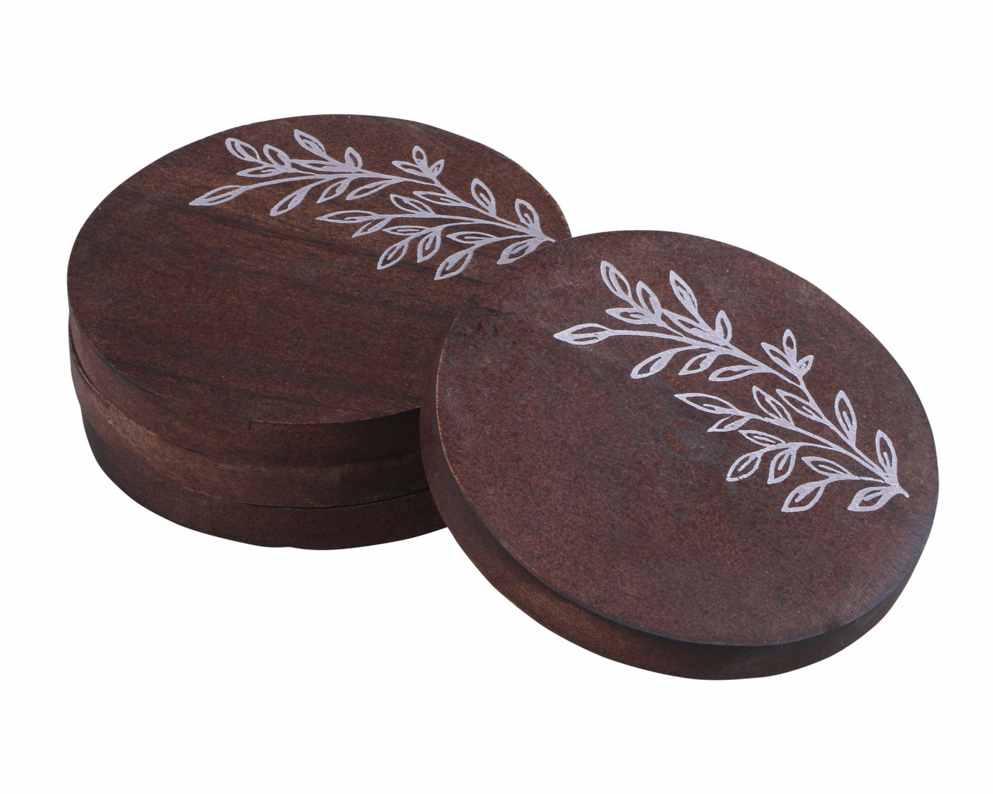 LUXE Round Wooden tray (With 4 FREE Coasters)