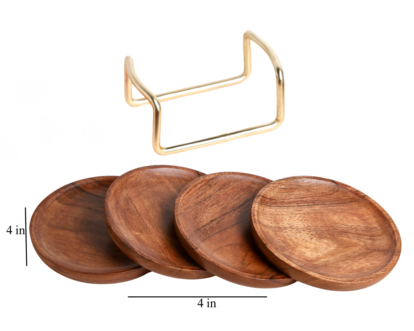 Wooden Coaster With Golden Holder