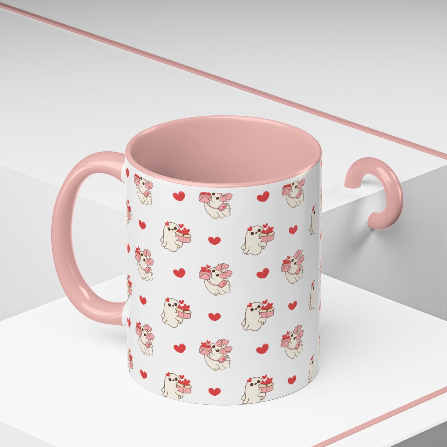 Cute Ghost With heart Ceramic Mug || 350ML