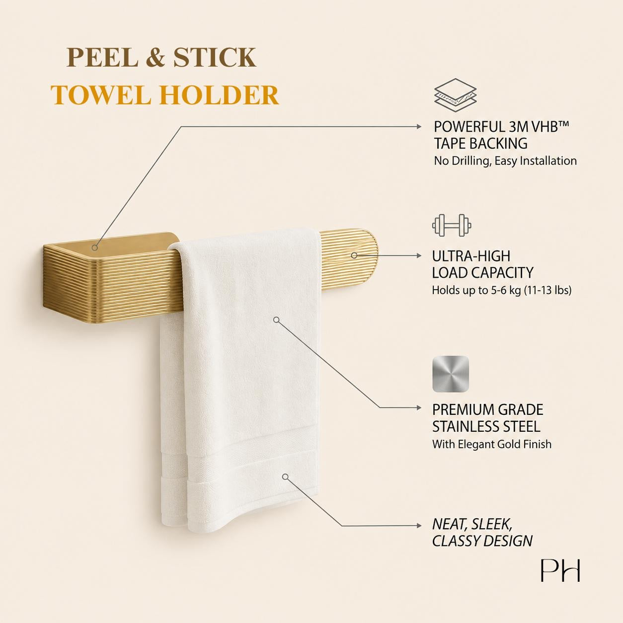 Peel and Stick Towel Holder