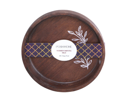 LUXE Round Wooden tray (With 4 FREE Coasters)