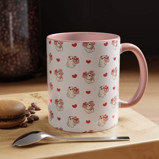 Cute Ghost With heart Ceramic Mug || 350ML
