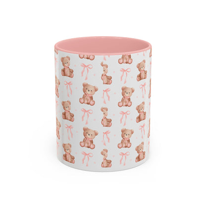 Teddy Bear With Pink Bow Ceramic Mug || 350ML