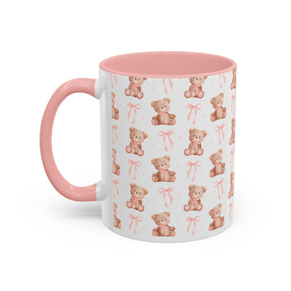 Teddy Bear With Pink Bow Ceramic Mug || 350ML