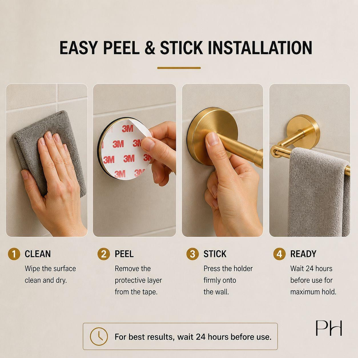 Peel and Stick Twist Towel Holder