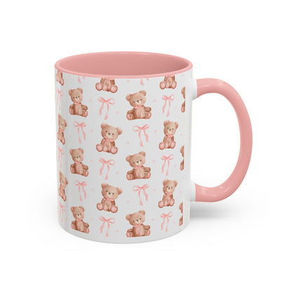 Teddy Bear With Pink Bow Ceramic Mug || 350ML